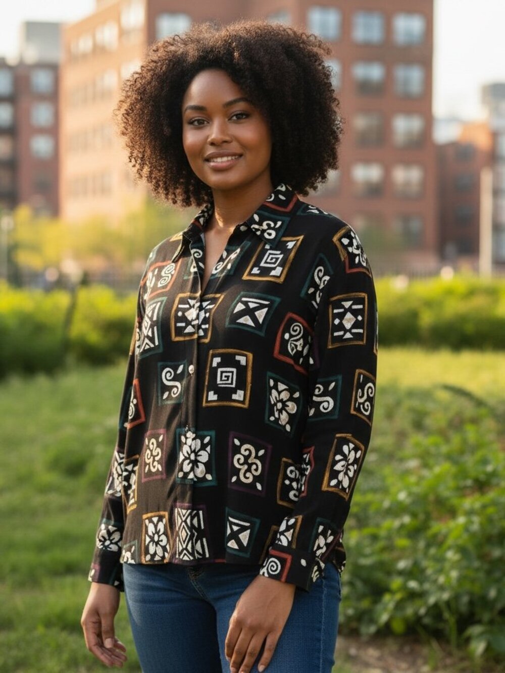 VINTAGE 60s Women’s Button Down by The Villager Size L